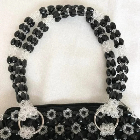 Vintage Y2K Black & Clear Beaded Purse - Picture 5 of 10